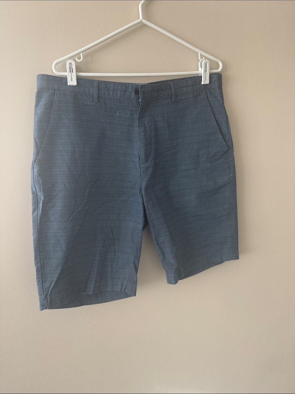 Calvin Klein Slate Blue Flat-Front Shorts